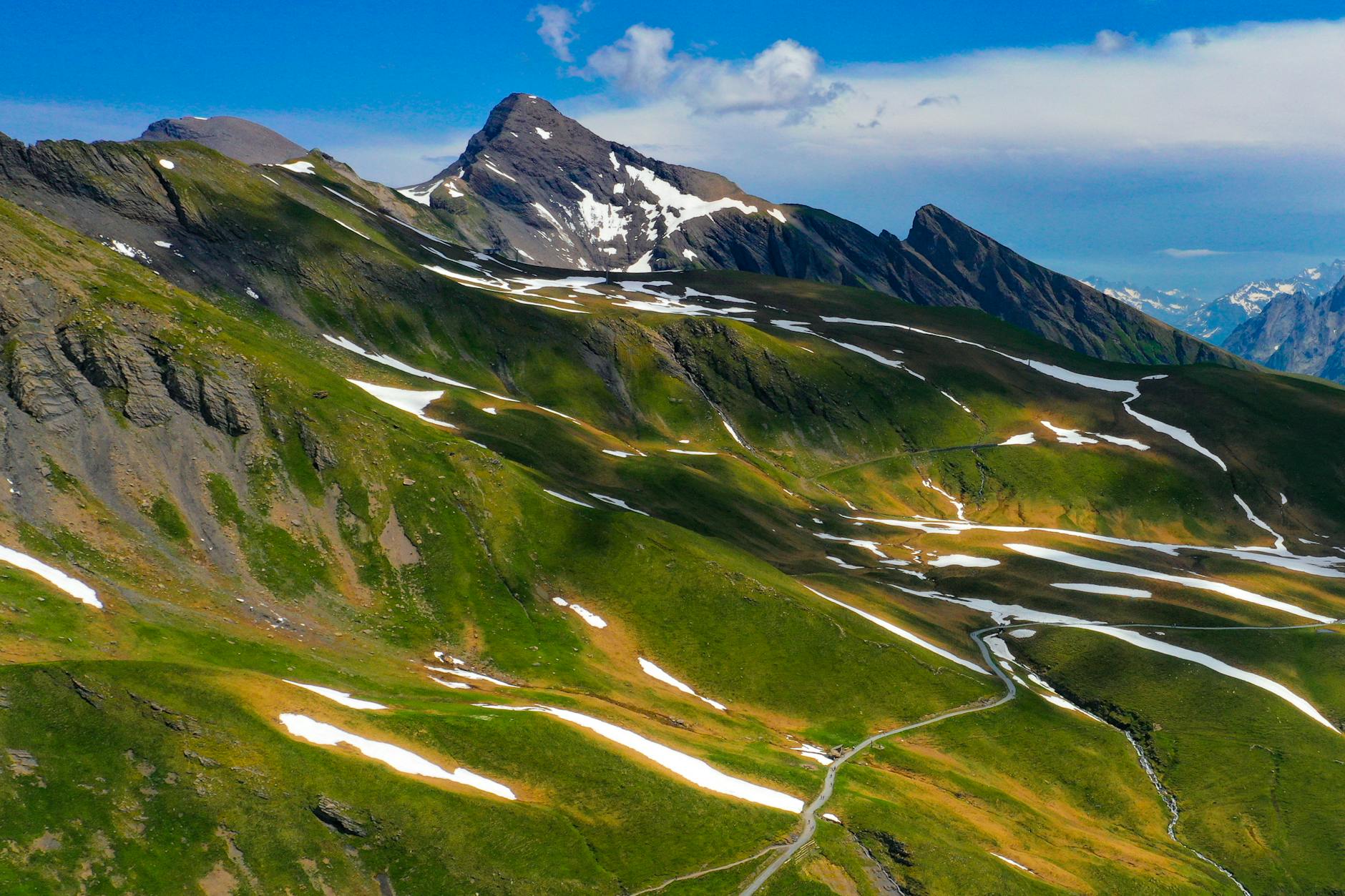 chamonix mountain aerial view in summer